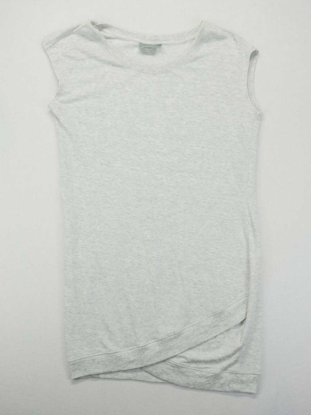 Athleta Womens Cross Hem Sleeveless Stretch Carefree Tee Dress Light Gray Small